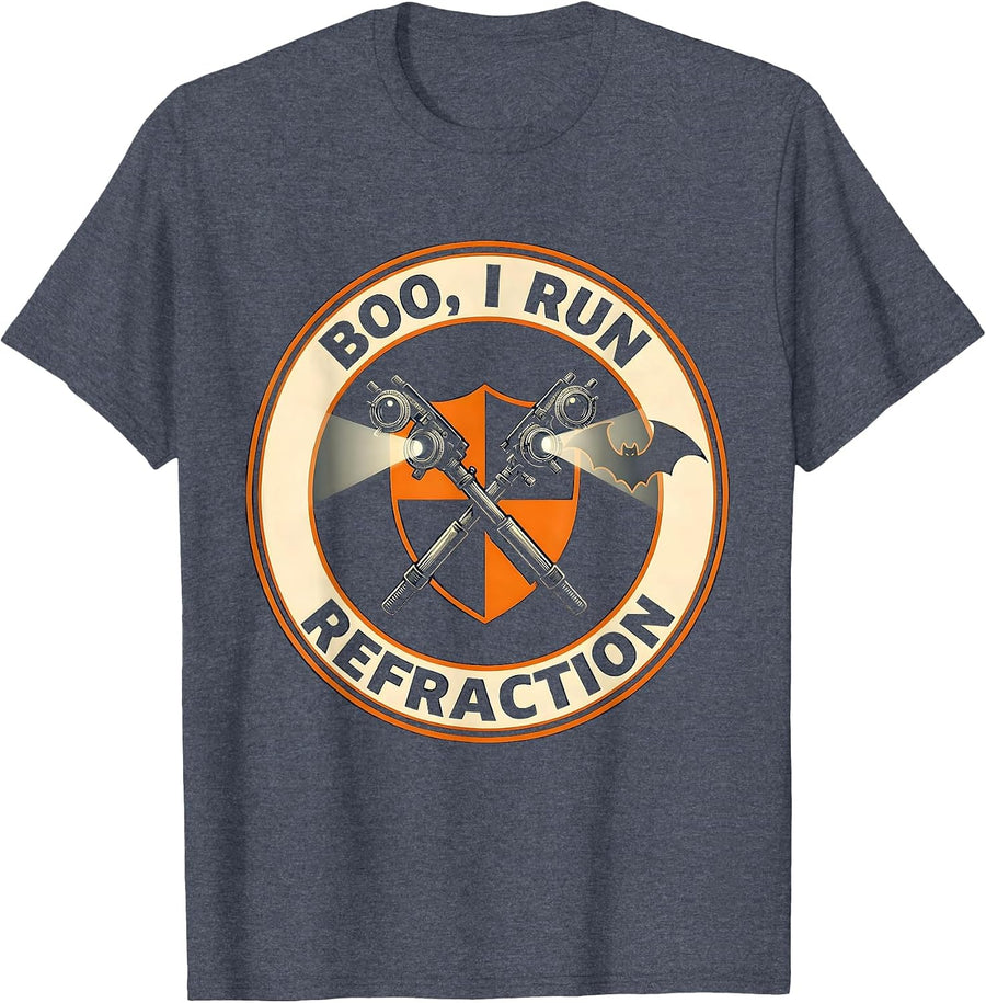 Boo I Run Refraction Funny Optometrist Halloween Eye Doctor T-Shirt - Heather Blue