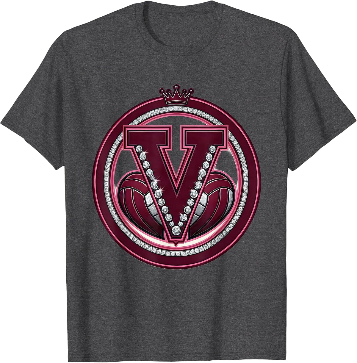 Volleyball Heart Love Volleyball Mom Gift T-Shirt - Dark Heather Grey