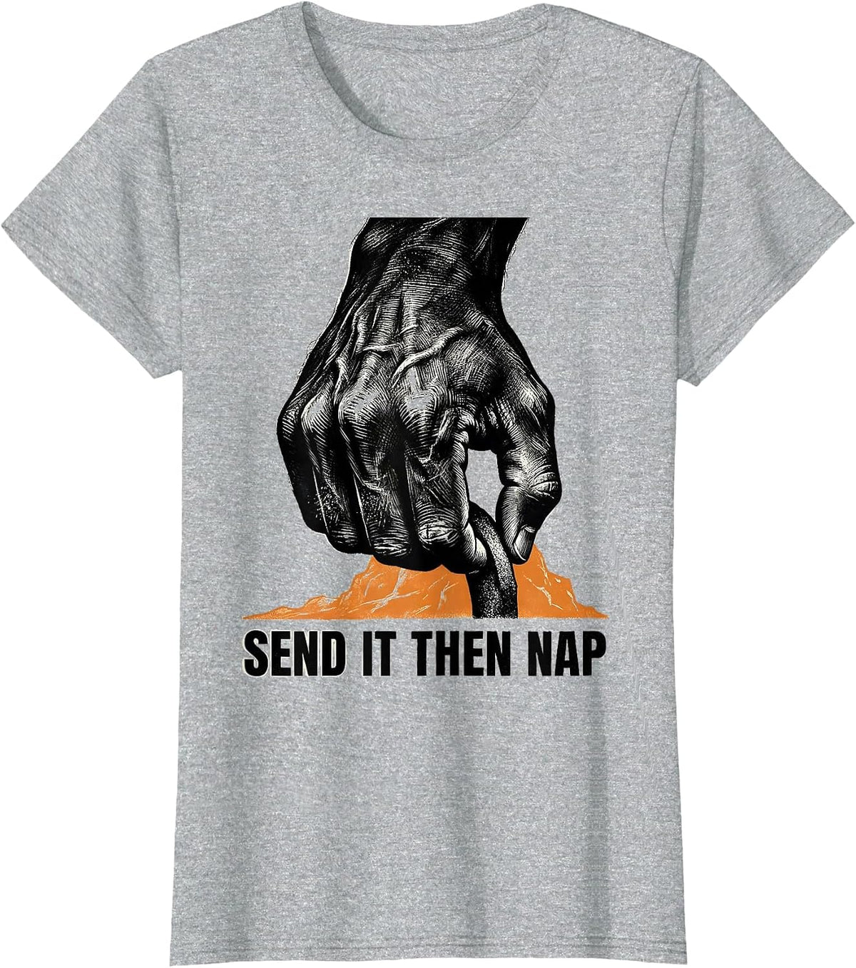Send It Then Nap Funny Retro Rock Climbing Bouldering T-Shirt - Heather Grey
