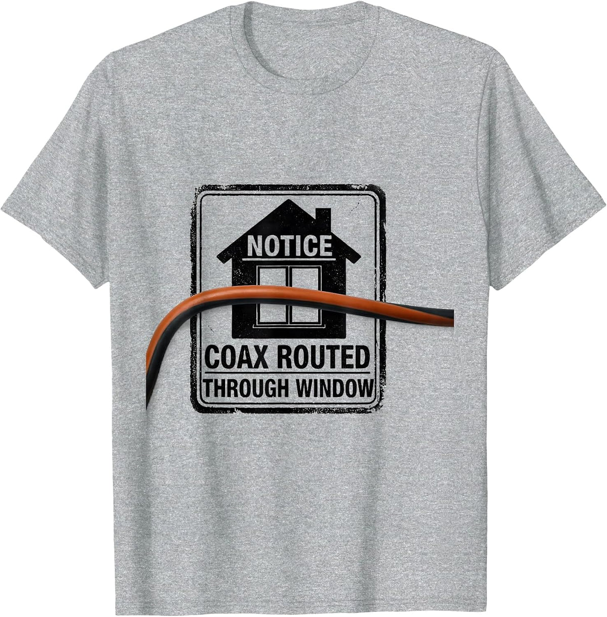 Men's Notice Coax Routed Through Window Funny Ham Radio Operator T-Shirt - Heather Grey