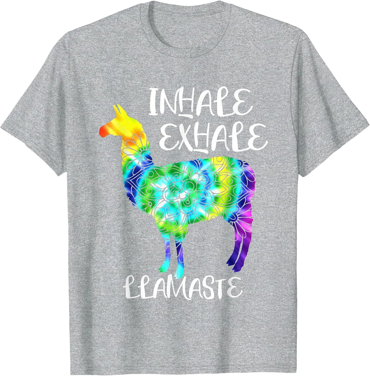 Inhale Exhale Llamaste Namaste Llama Tshirt,Cute Llama Yoga T-Shirt - Heather Grey