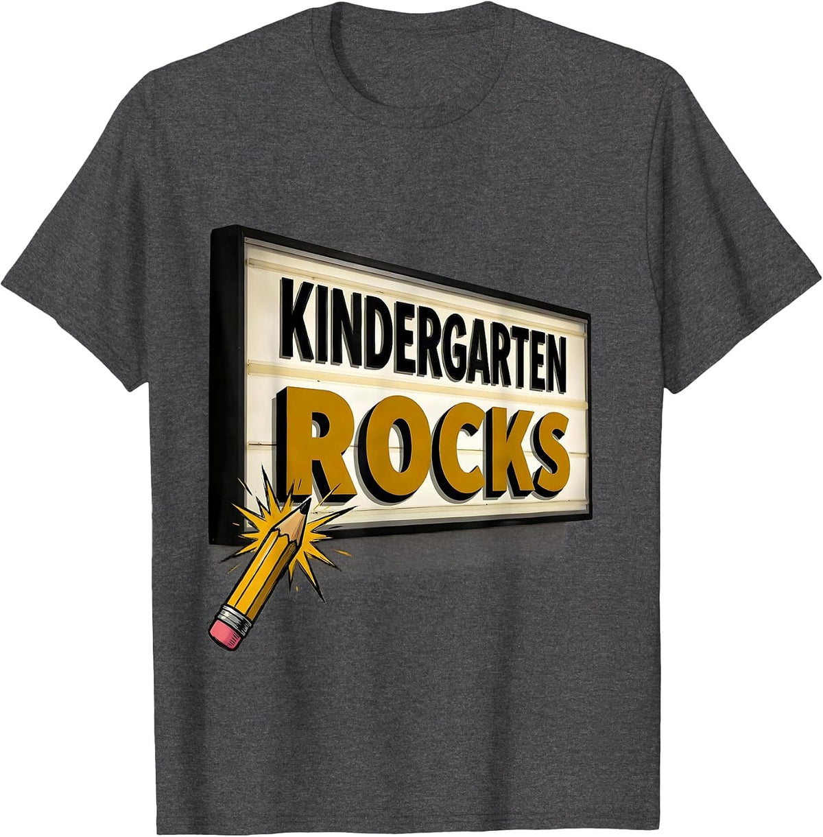 Kindergarten Rocks Playful Pre-K Teacher Kids Back to School T-Shirt - Dark Heather Grey
