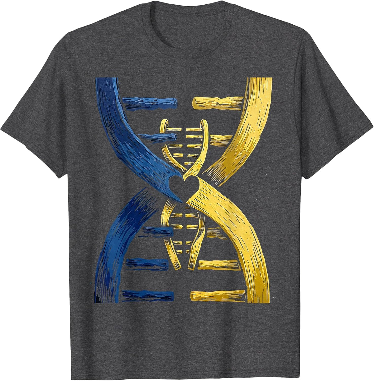 Men's Chromosome Interlock Heartfelt Down Syndrome Support T-Shirt - Dark Heather Grey