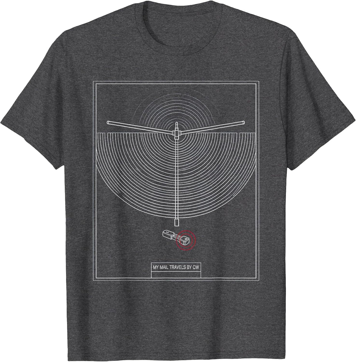 My Mail Travels By CW Technical Blueprint Ham Radio Operator T-Shirt - Dark Heather Grey