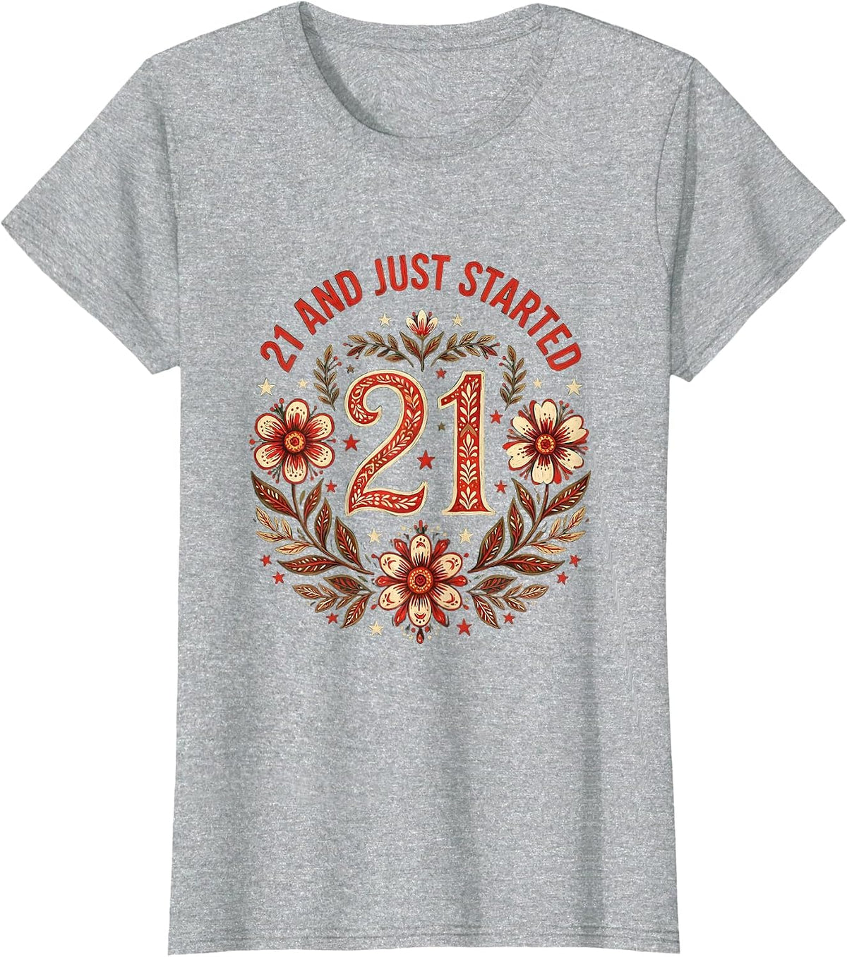 21 and Just Started Birthday Milestone Design T-Shirt - Heather Grey