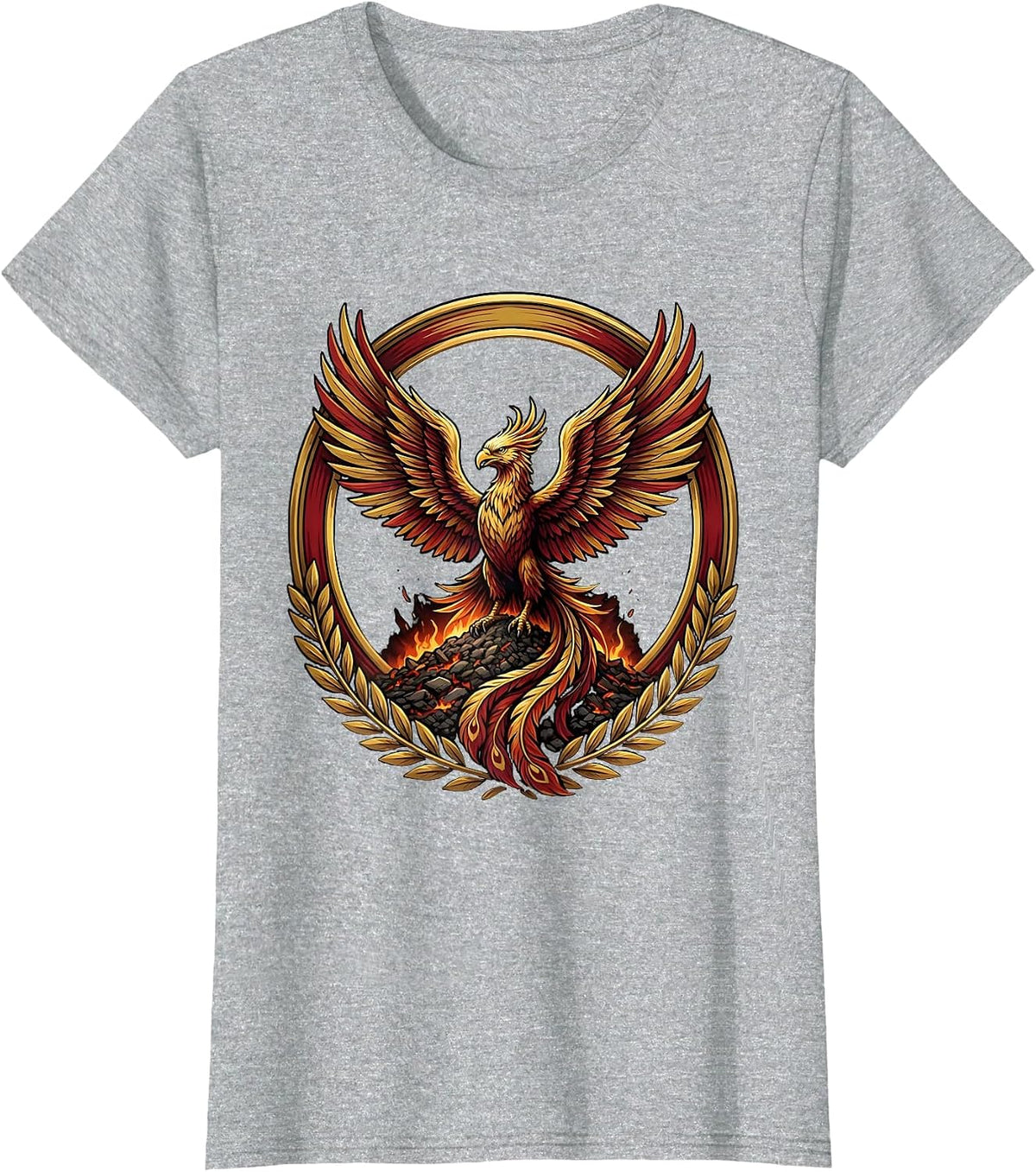 21st Birthday Phoenix Rising Golden Ashes Design T-Shirt - Heather Grey