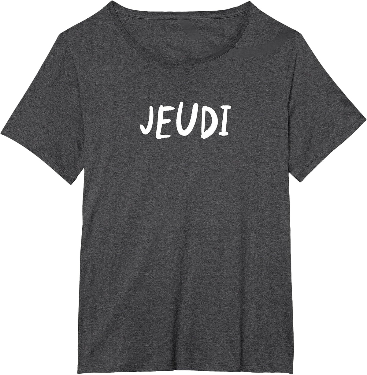 Thursday Day of Week Simple Lettering Tee in French-Jeudi T-Shirt - Dark Heather Grey