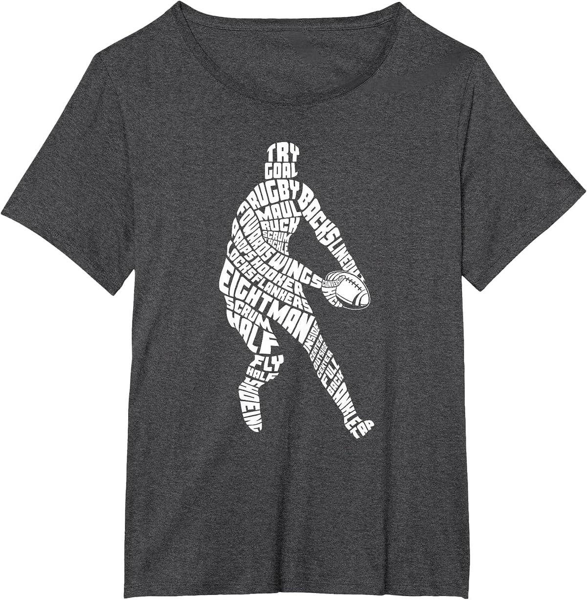 Rugby Typography Word Art T-Shirt - Dark Heather Grey