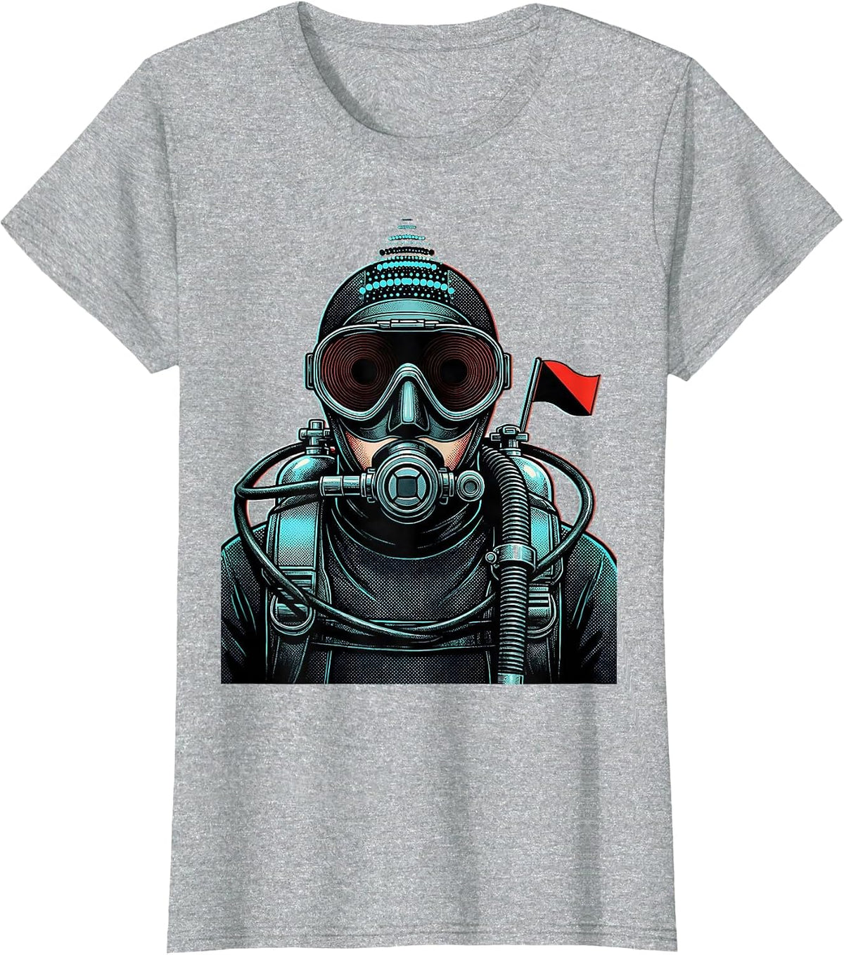 Women's Scuba Diver Torso Vintage Ocean Humor Gift T-Shirt - Heather Grey