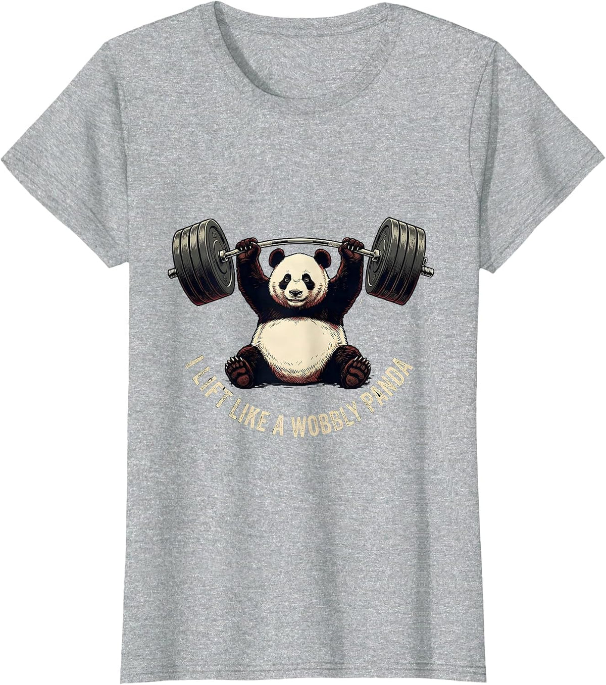 I Lift Like A Wobbly Panda Funny Gym Panda Weightlifting T-Shirt - Heather Grey