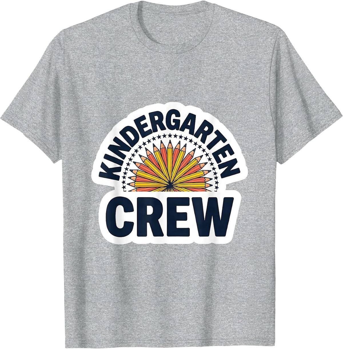 Men's Kindergarten Crew Cute Back to School Pencil Grade First Day T-Shirt - Heather Grey