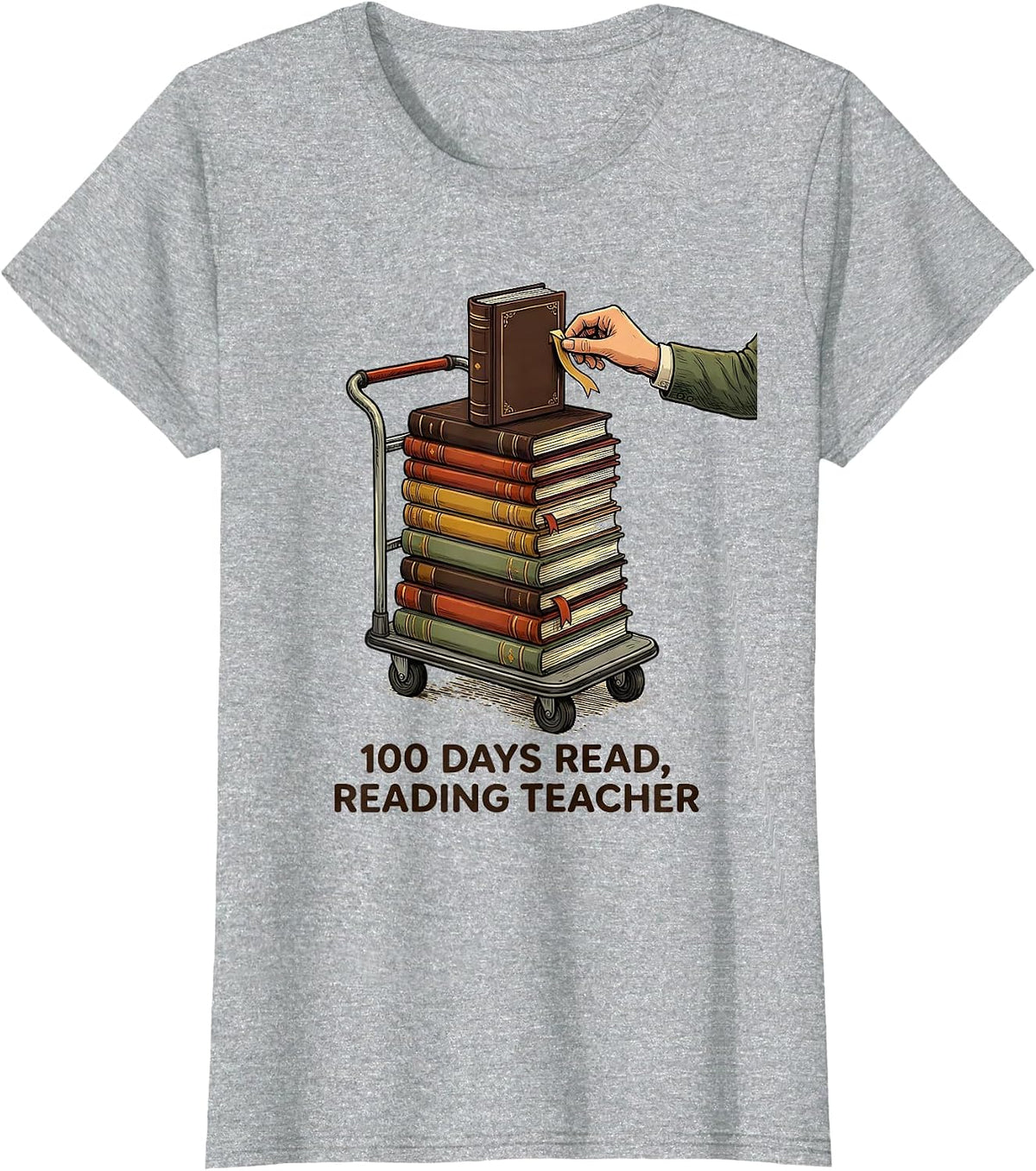 Women's 100 Days Read Reading Teacher 100th Day of School T-Shirt - Heather Grey