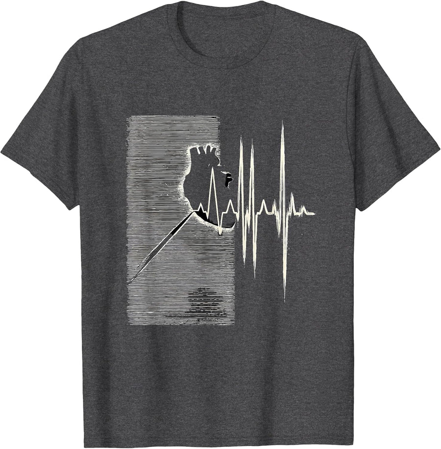 Men's Cardiac Waveform Scratchboard EKG Humor Medical T-Shirt - Dark Heather Grey