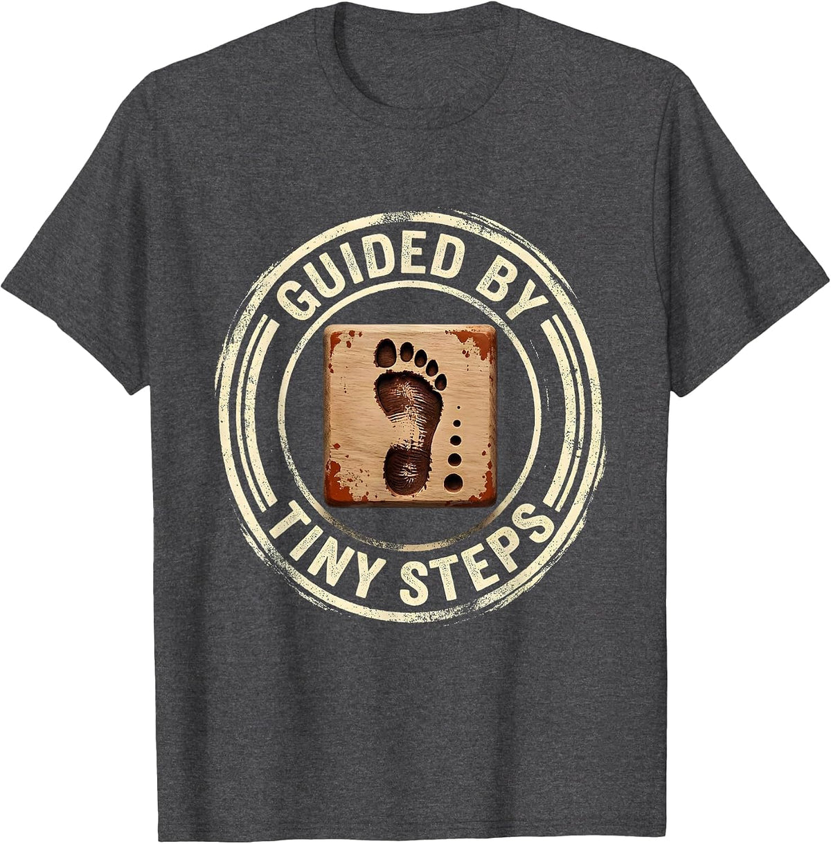 Guided By Tiny Steps Teacher Back To School Rubber Stamp T-Shirt - Dark Heather Grey