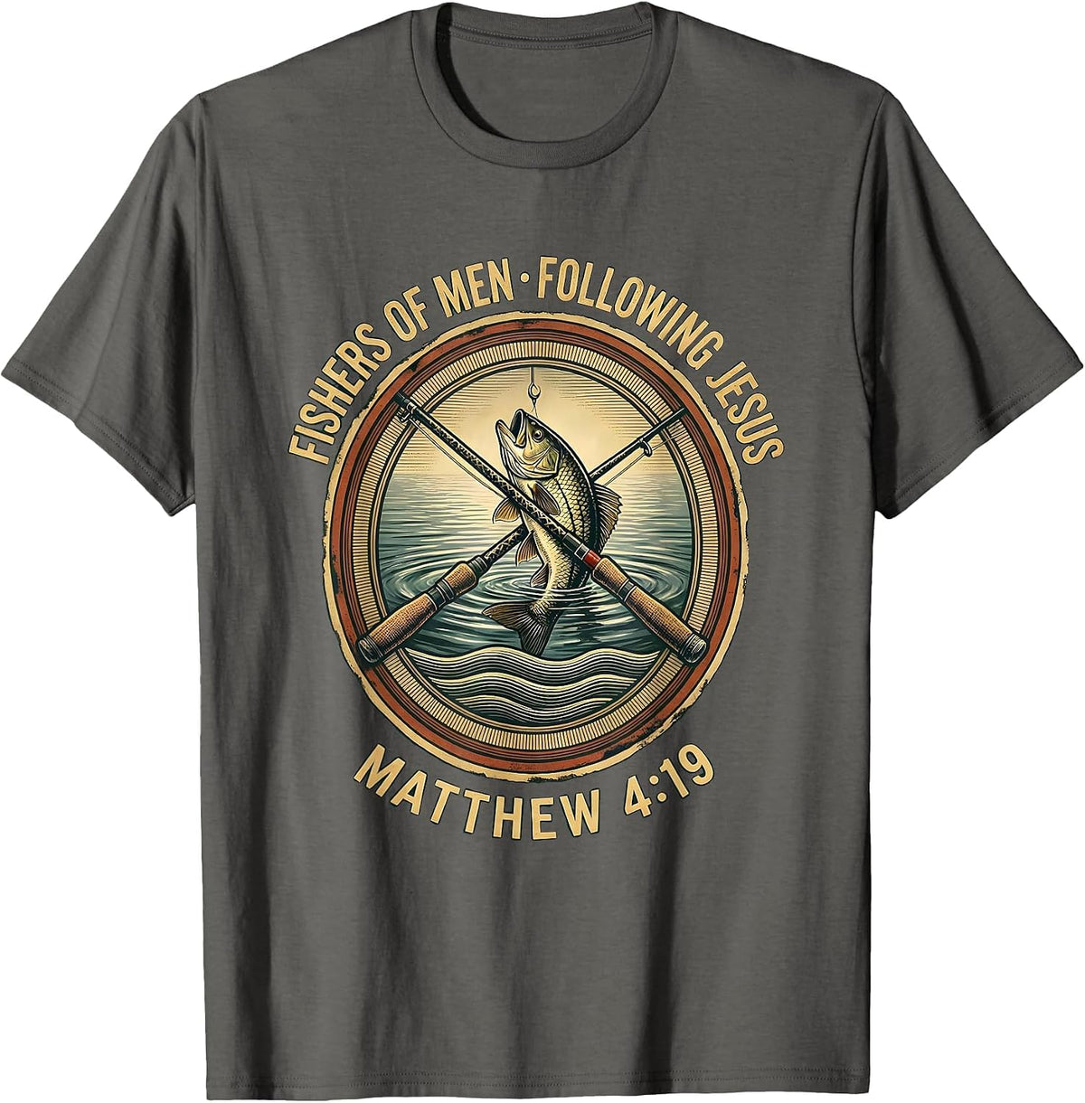 Fishers Of Men, Following Jesus — Matthew 4:19 Dad T-Shirt - Asphalt Grey