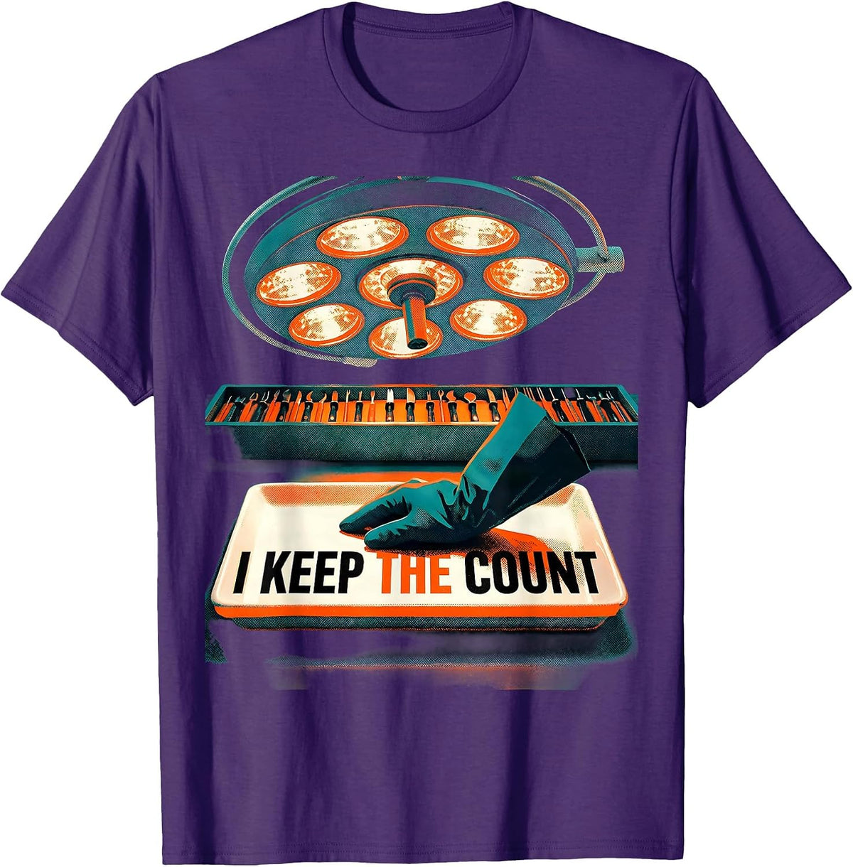 I Keep The Count Funny Surgical Tech Scrub Tech Humor T-Shirt - Purple