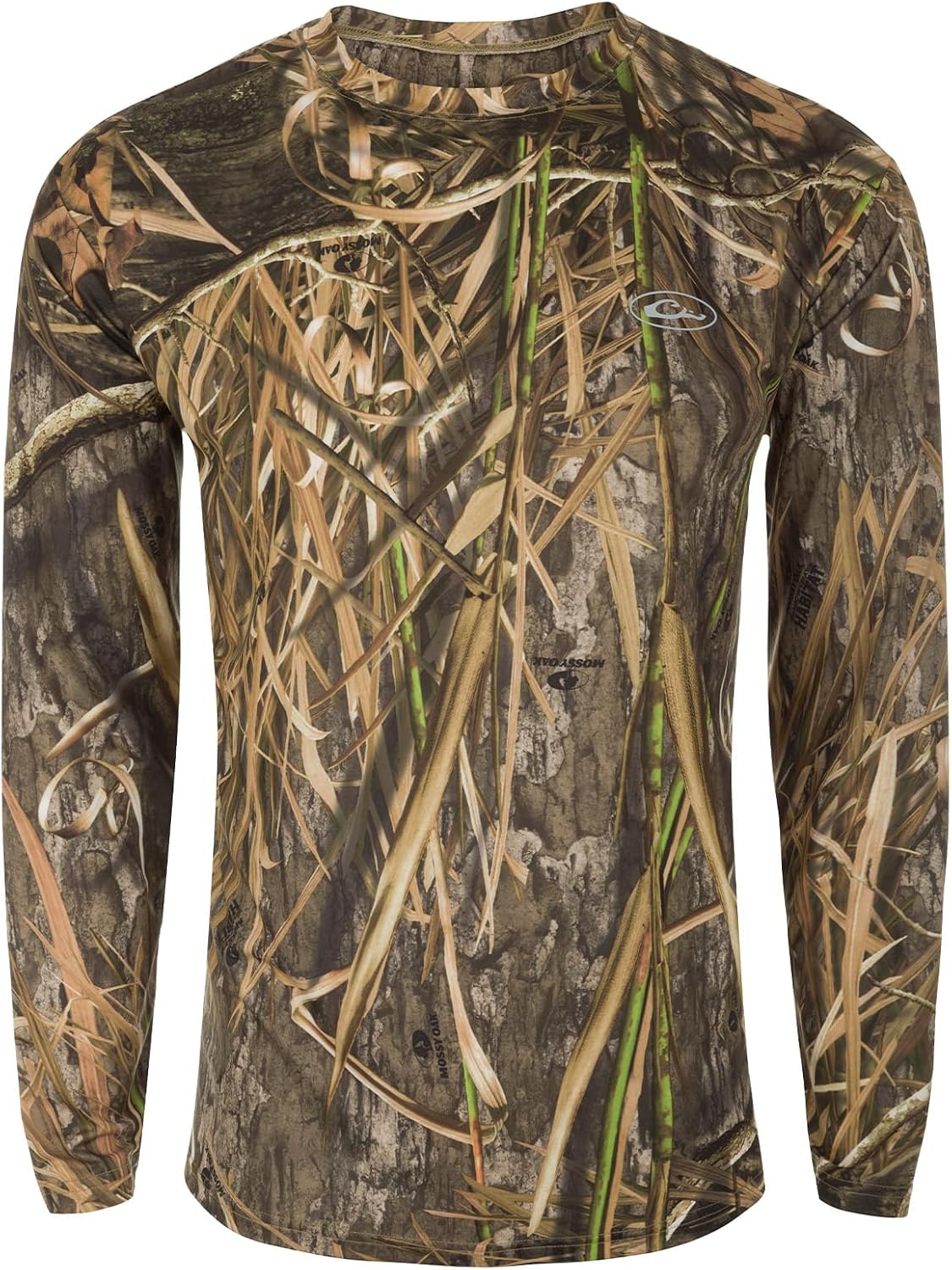 Drake Waterfowl Men's EST Camo Crew Neck Long Sleeve Shirt - Mossy Oak Shadow Grass Habitat