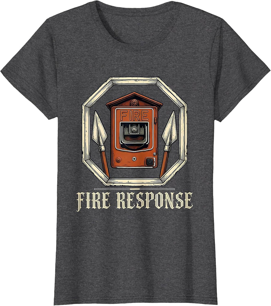 Women's FIRE RESPONSE Vintage Firefighter Department Pride Humor T-Shirt - Dark Heather Grey