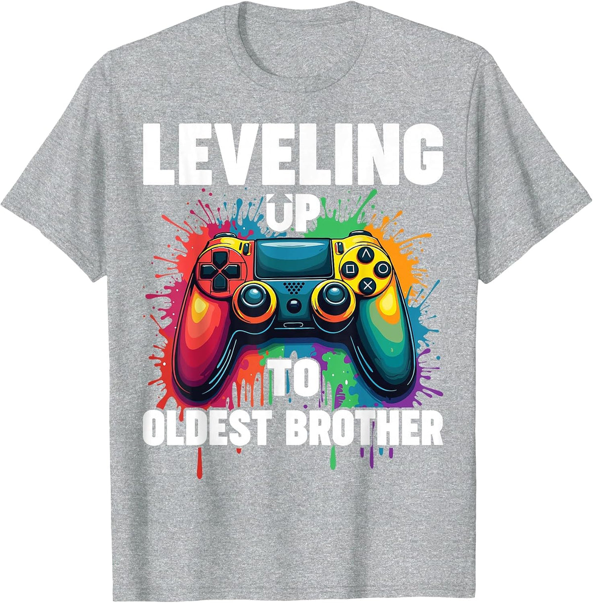Gender Reveal Gamer Leveling Up to Oldest Brother T-Shirt - Heather Grey