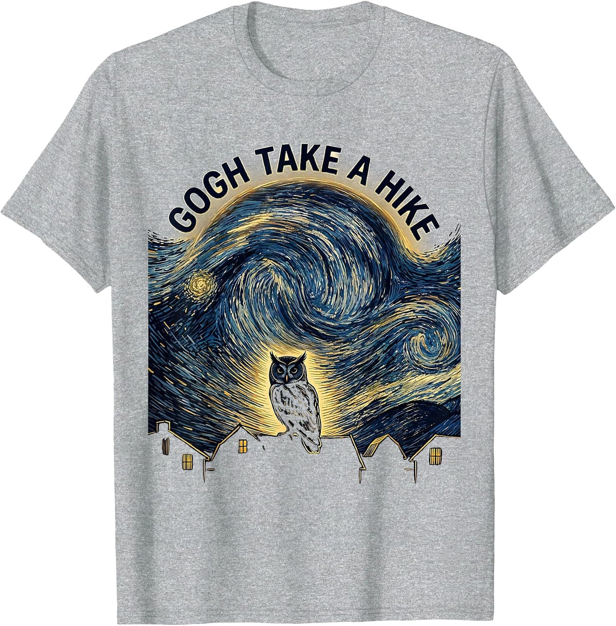 Men's Gogh Take A Hike Funny Van Gogh Art Parody Cat Lover T-Shirt - Heather Grey