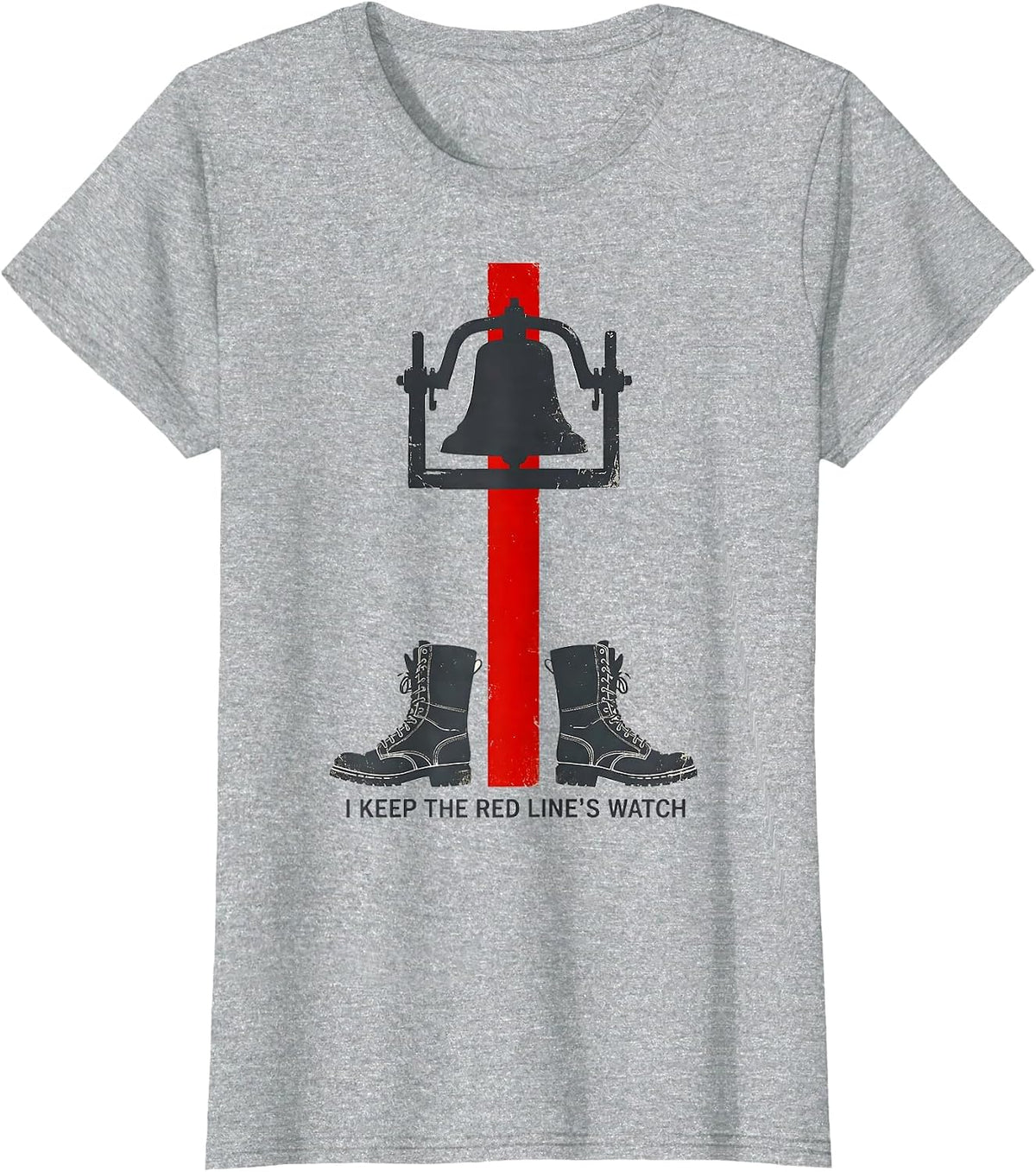 I Keep The Red Line's Watch Vintage Firefighter Christmas T-Shirt - Heather Grey