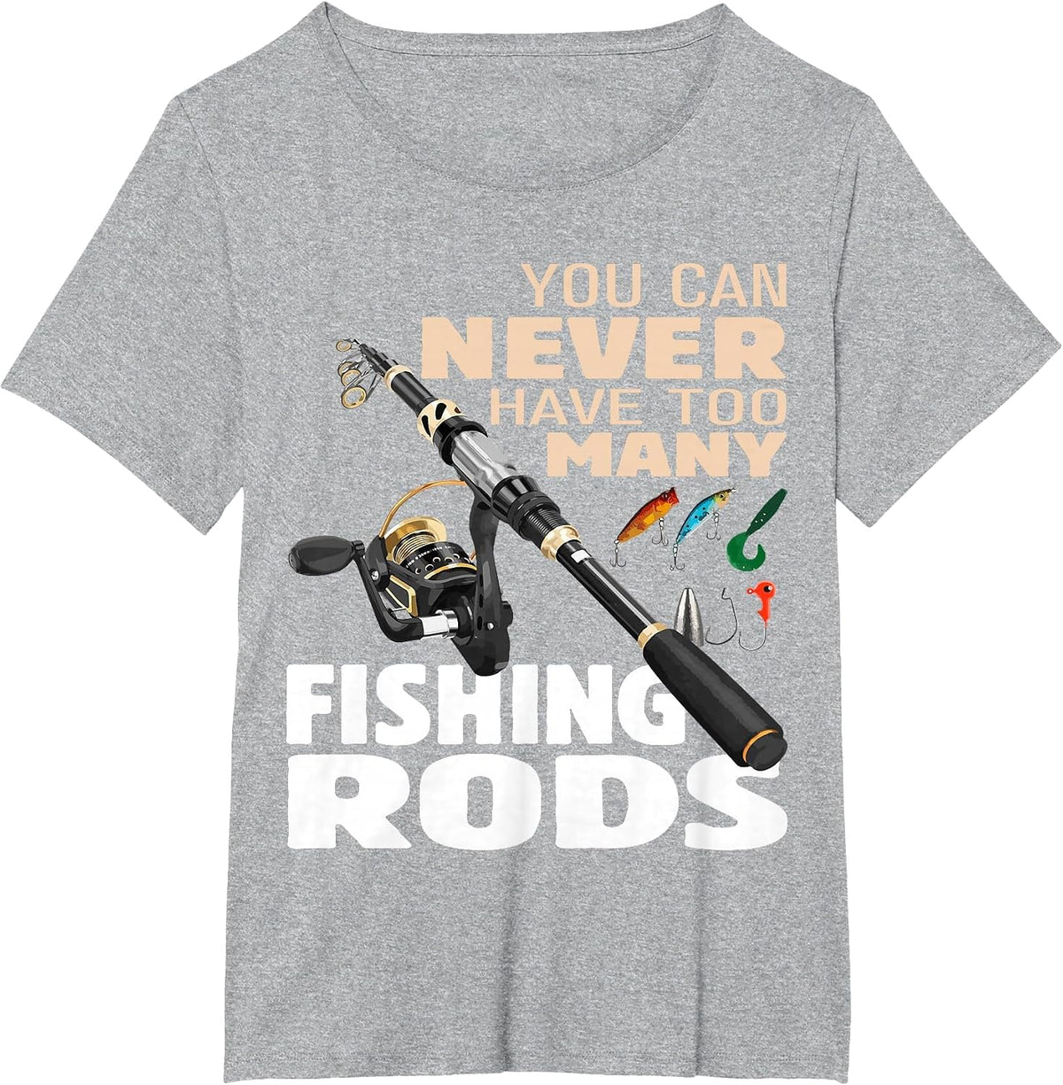 Funny Fisherman Fishing Rods Design Fishing Lovers Outfit T-Shirt - Heather Grey