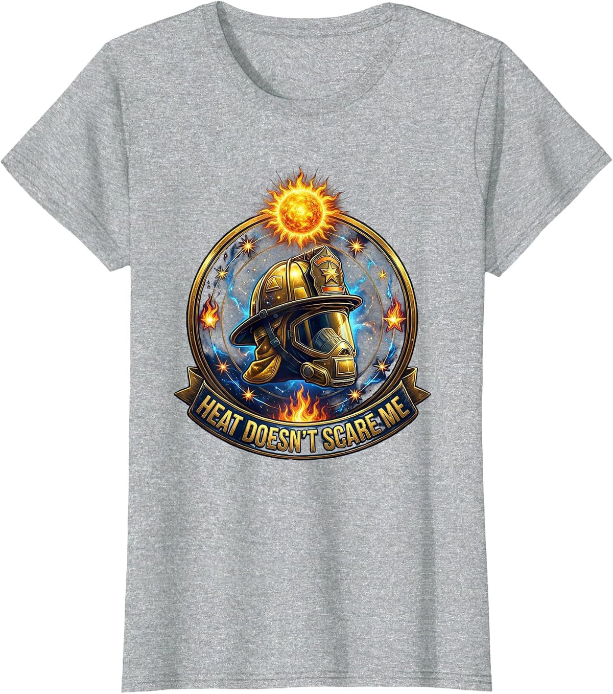 Heat Doesn't Scare Me Firefighter Design T-Shirt - Heather Grey