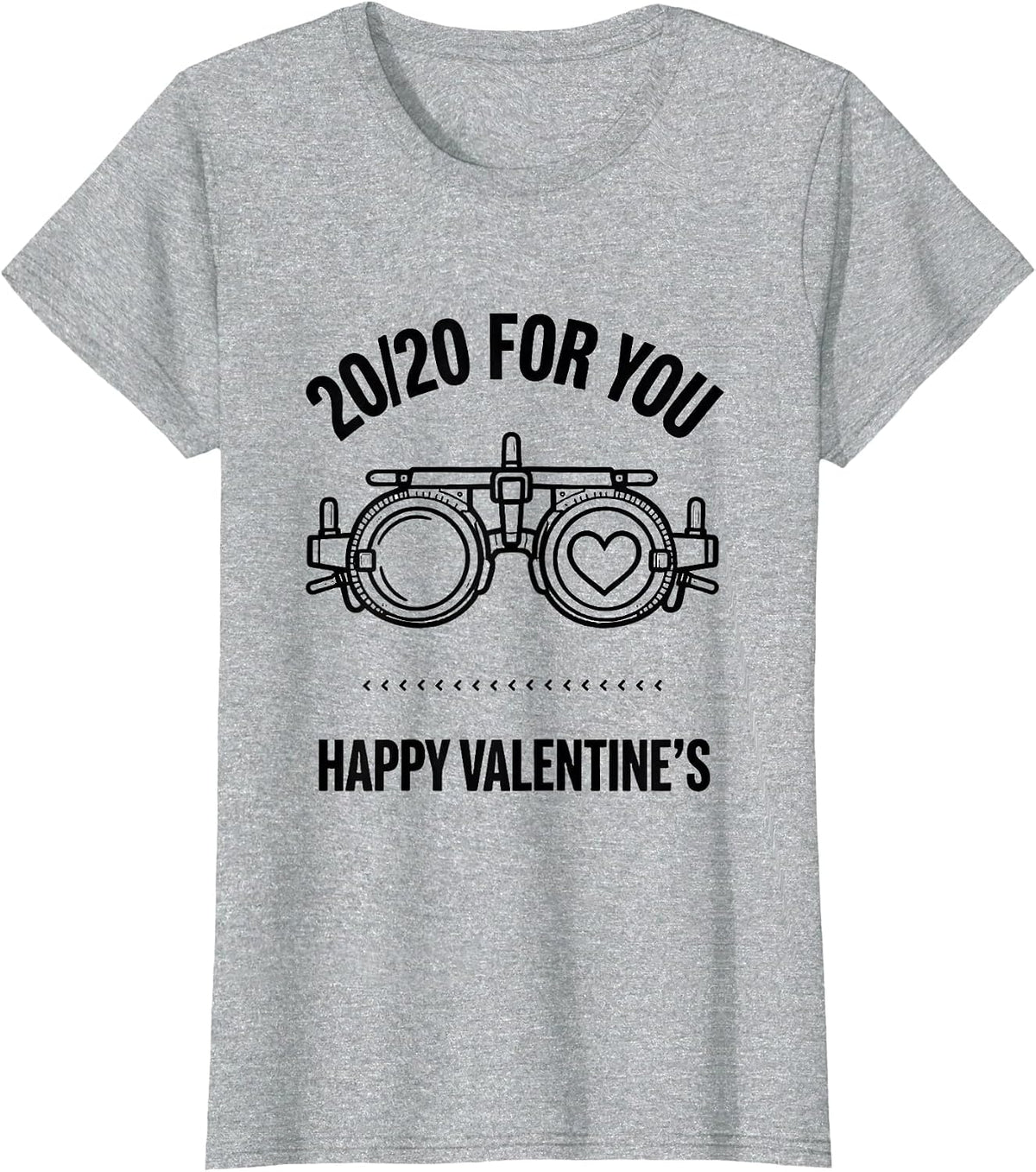 Women's 20/20 For You Happy Valentine's Optometrist Eye-Care Humor T-Shirt - Heather Grey
