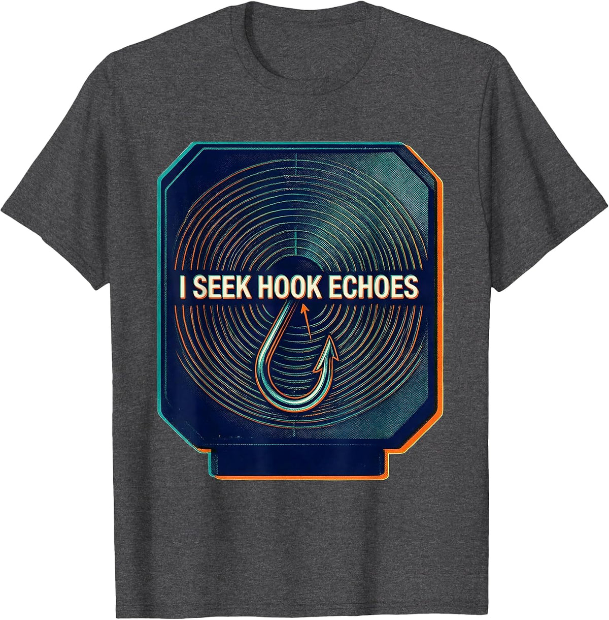 Men's I Seek Hook Echoes Risograph Tornado Storm Chaser T-Shirt - Dark Heather Grey