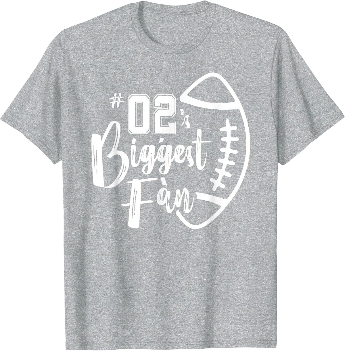 Number 02's Biggest Fan Shirt Football Player Mom Dad Family T-Shirt - Heather Grey