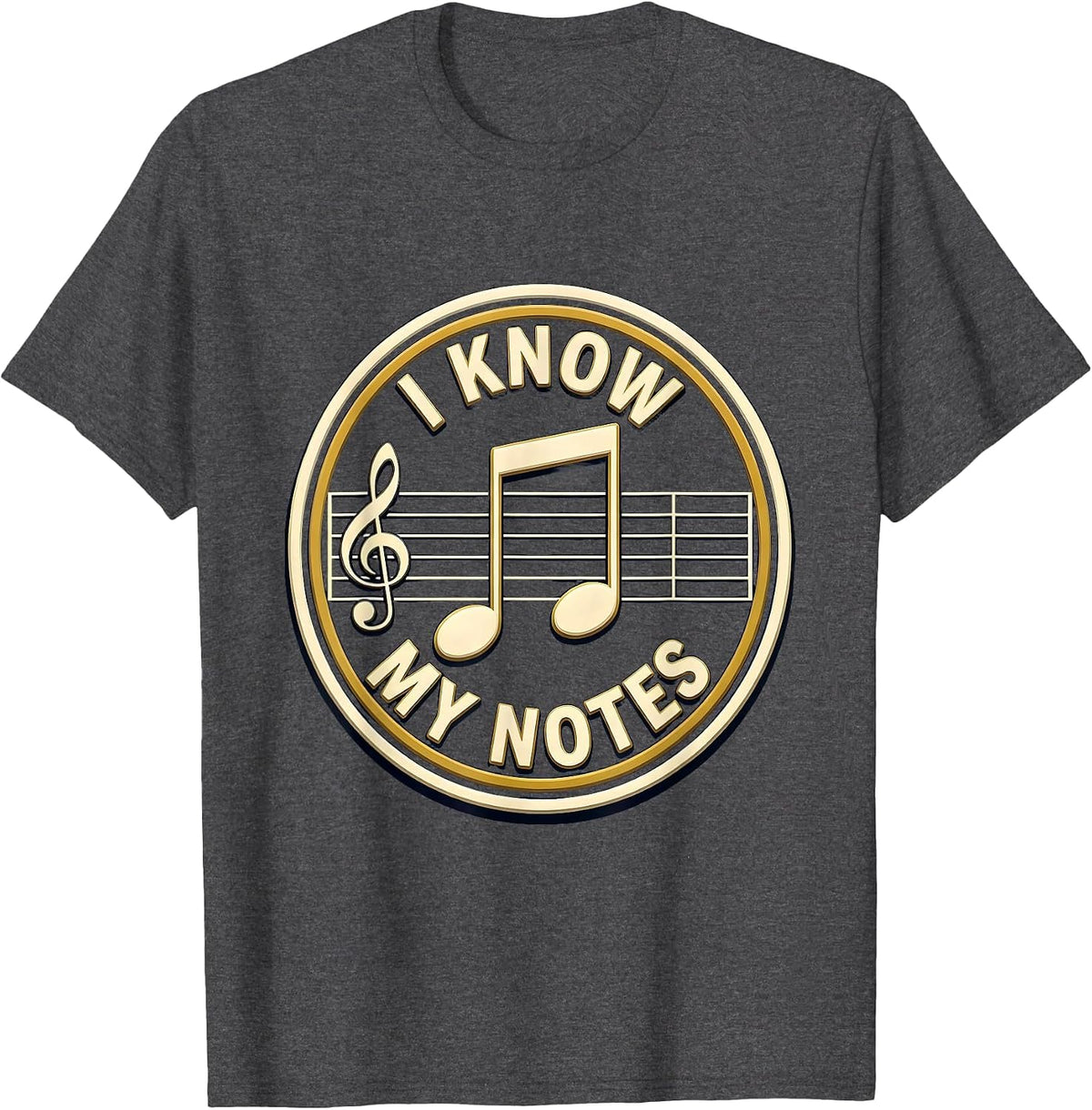 Men's I Know My Notes Funny Musician Band Member Music Teacher T-Shirt - Dark Heather Grey