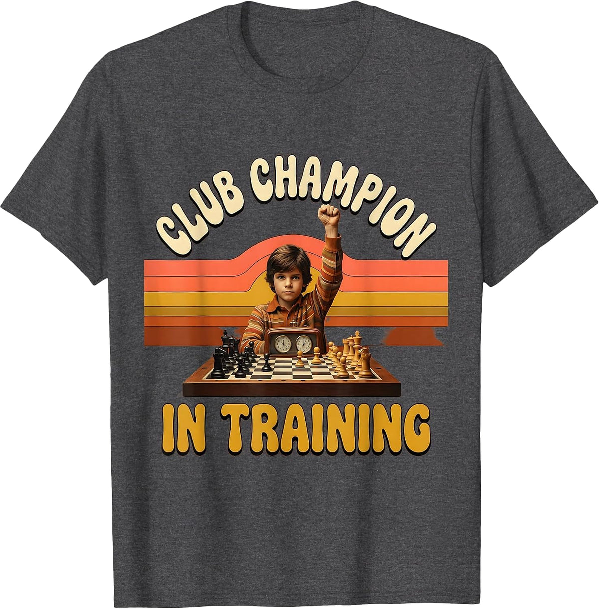 Club Champion In Training Chess Design T-Shirt - Dark Heather Grey