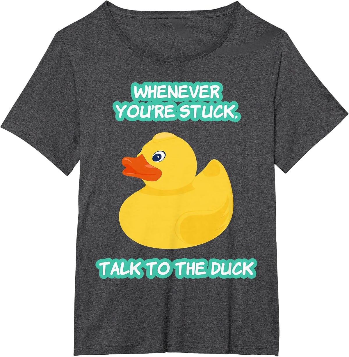 Funny Programmer Talk to The Duck T-Shirt - Dark Heather Grey