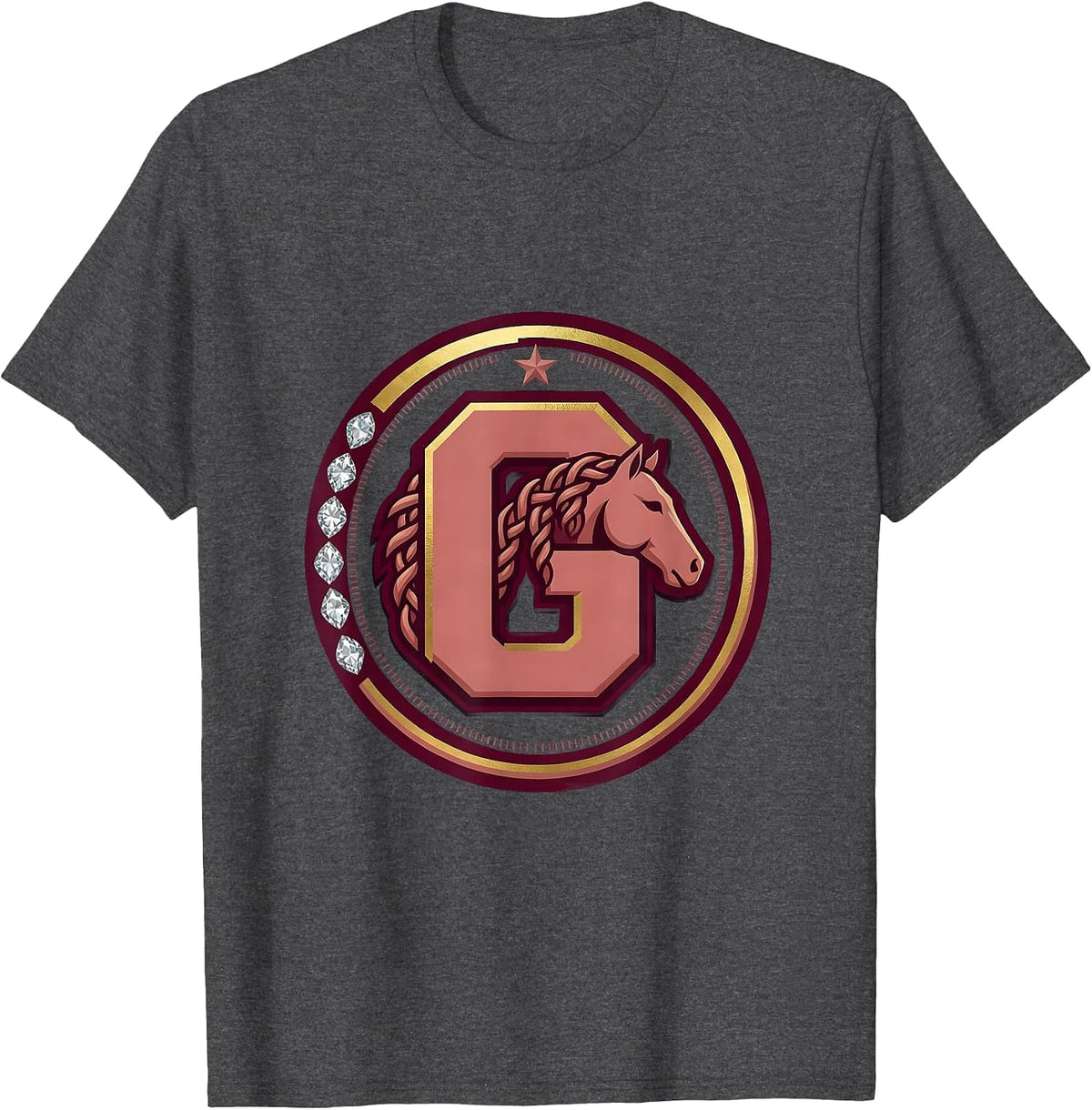Cowgirl Braiding Horse Mane Graphic Design T-Shirt - Dark Heather Grey