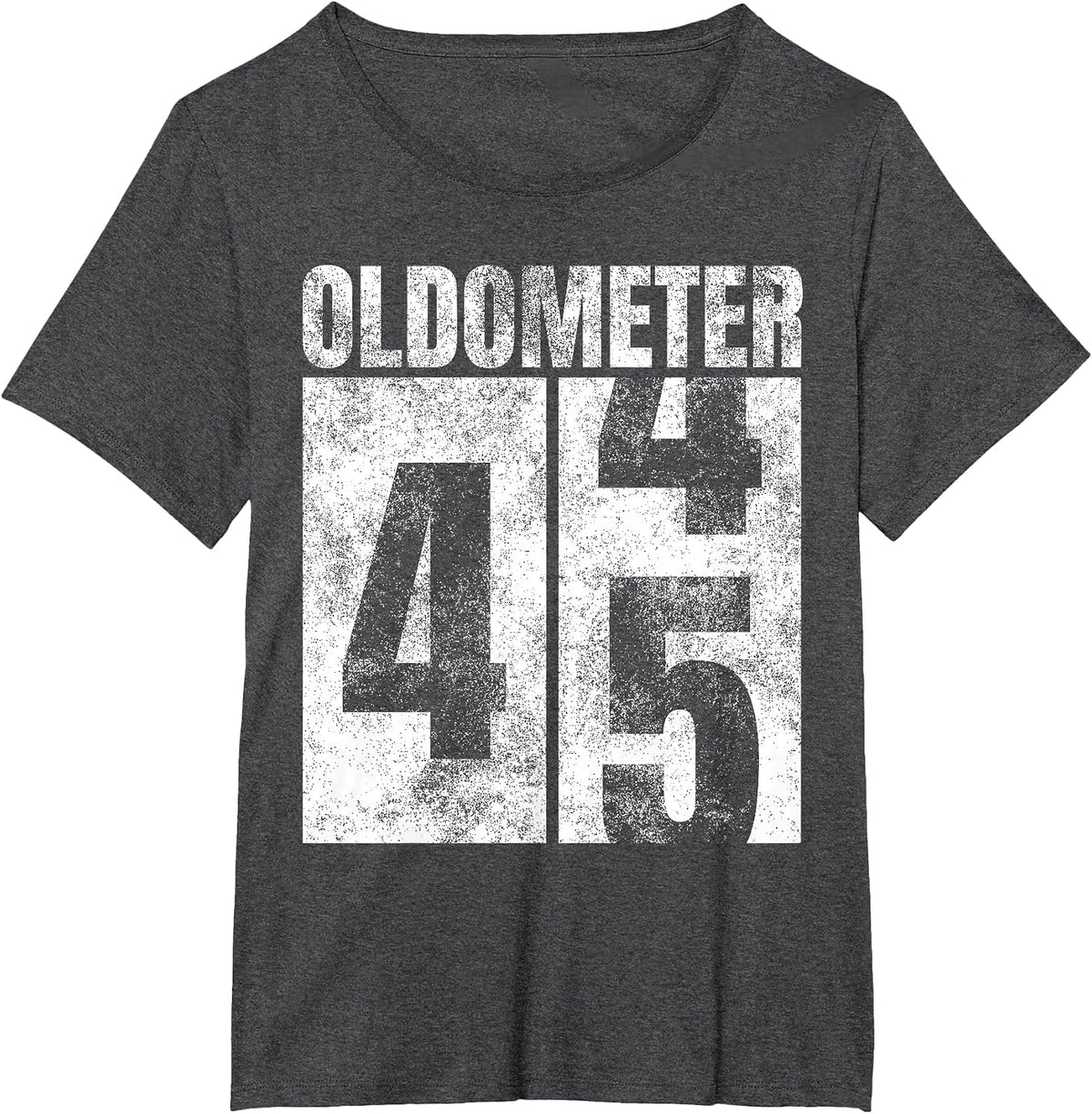 Oldometer 44-45 yrs Old Man Woman Bday Graphic 45th Birthday T-Shirt - Dark Heather Grey
