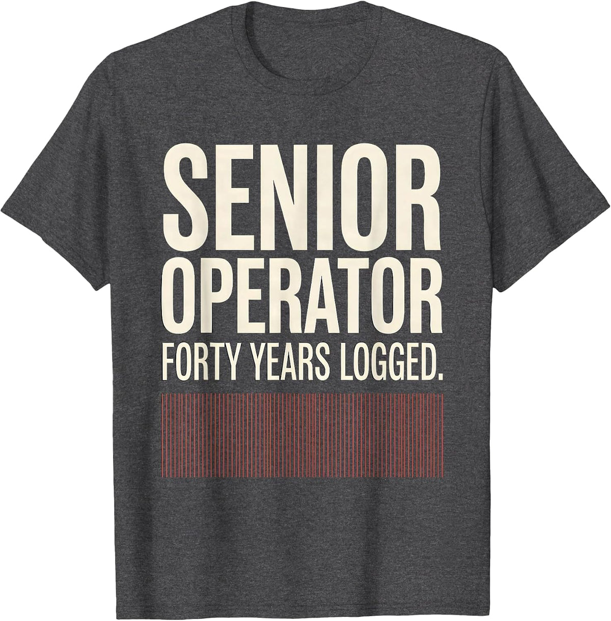 Men's Senior Operator Forty Years Logged Funny Ham Radio Operator T-Shirt - Dark Heather Grey