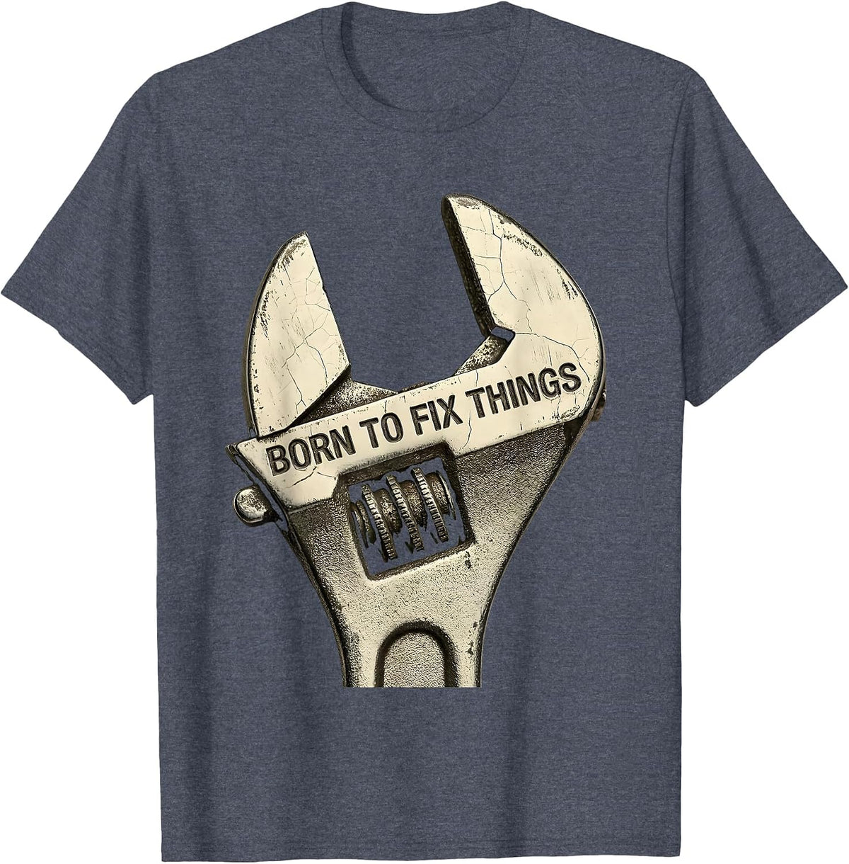 Born to Fix Things Mechanic Graphic Design T-Shirt - Heather Blue