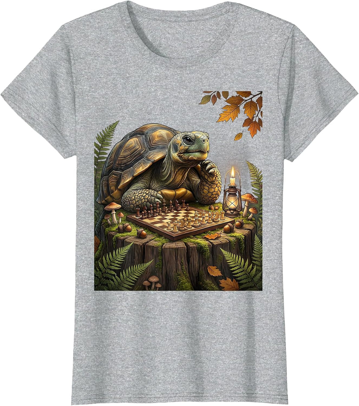 Elder Chess Player Solo Game Illustration T-Shirt - Heather Grey