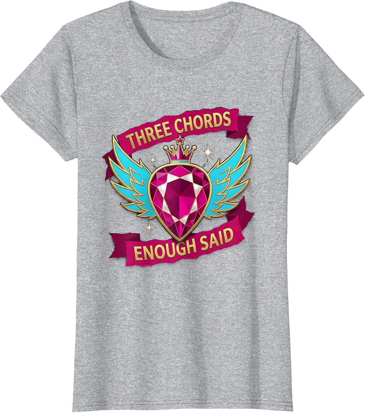 Three Chords Enough Said Punk Rock Design T-Shirt - Heather Grey
