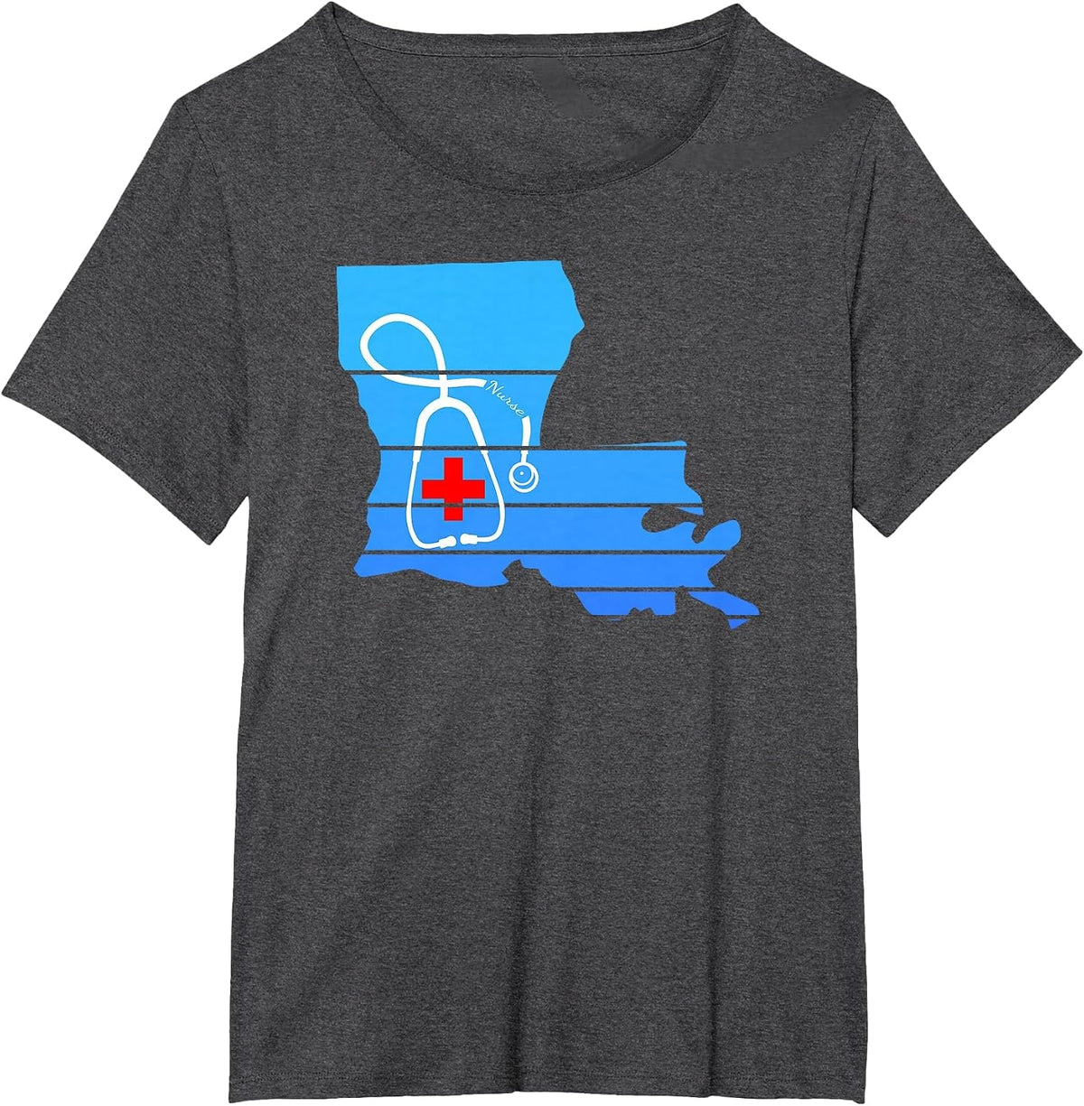 Louisiana Nurse T-Shirt - Dark Heather Grey