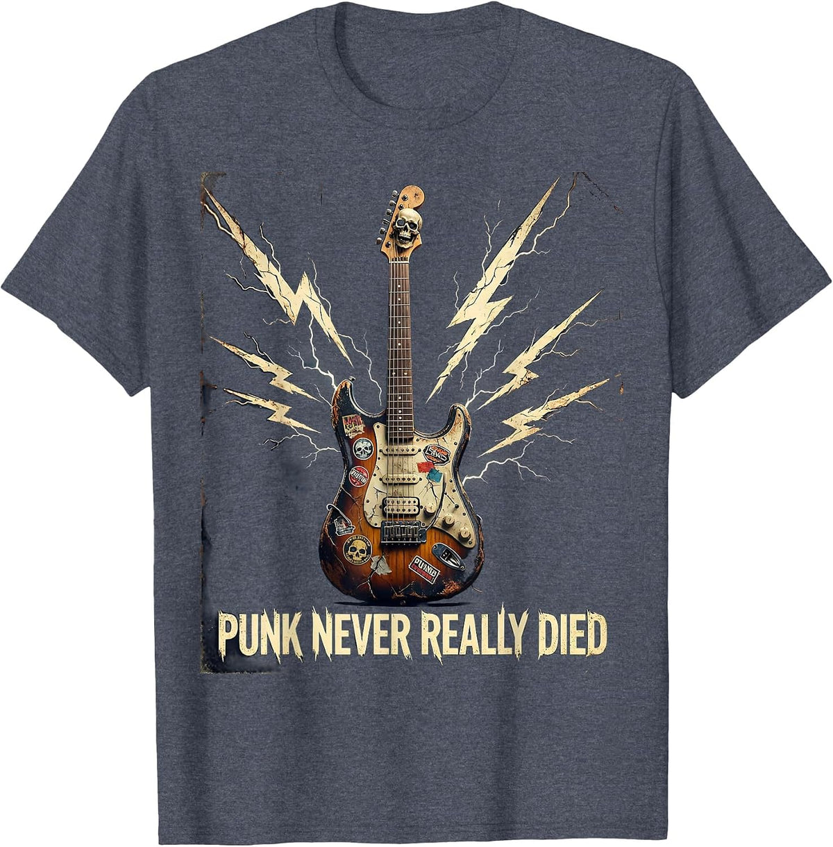 Punk Never Really Died Rebellious Rock Design T-Shirt - Heather Blue