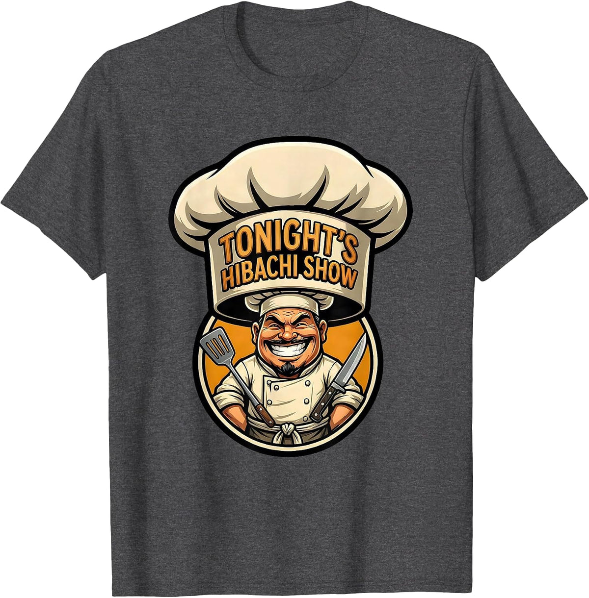 Men's Tonight's Hibachi Show Funny Chef Halloween Costume T-Shirt - Dark Heather Grey