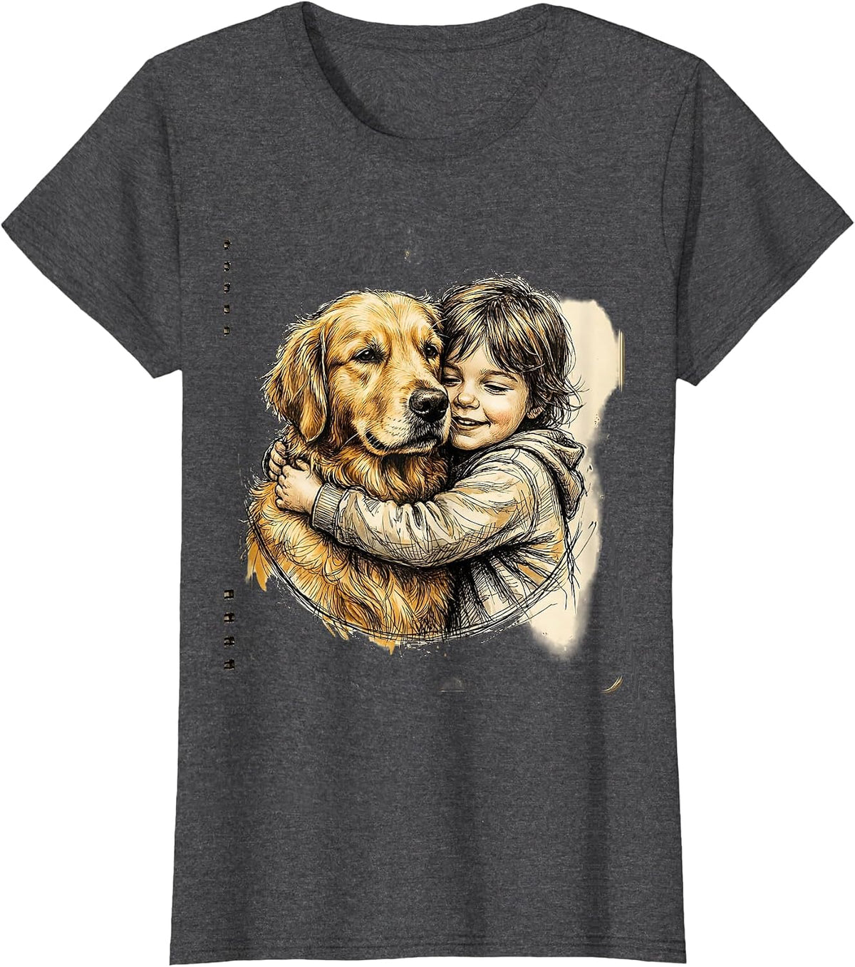 Women's Down Syndrome Awareness Child and Golden Retriever T-Shirt - Dark Heather Grey
