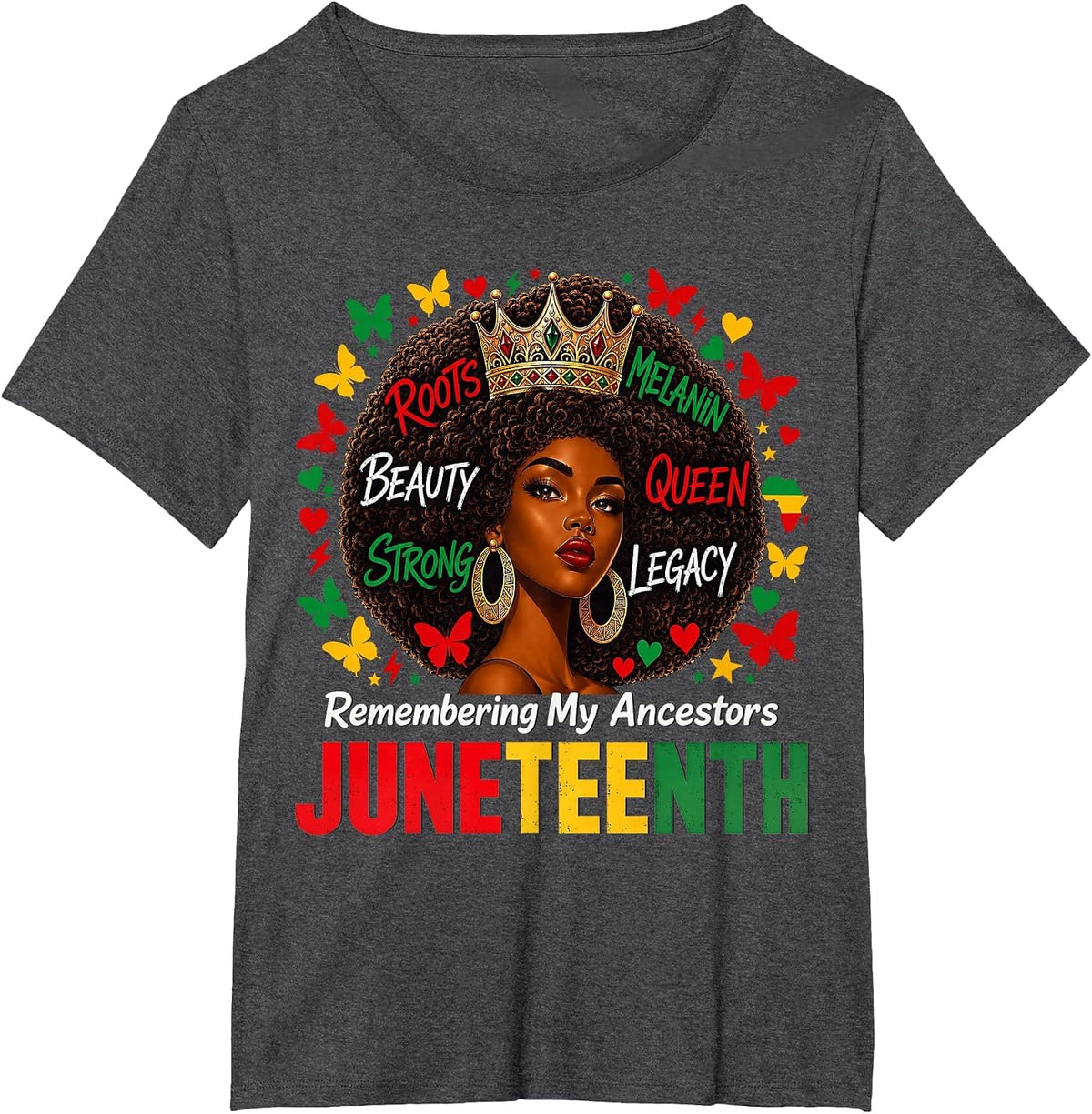 Juneteenth Remembering My Ancestors Black Women Juneteenth T-Shirt - Dark Heather Grey