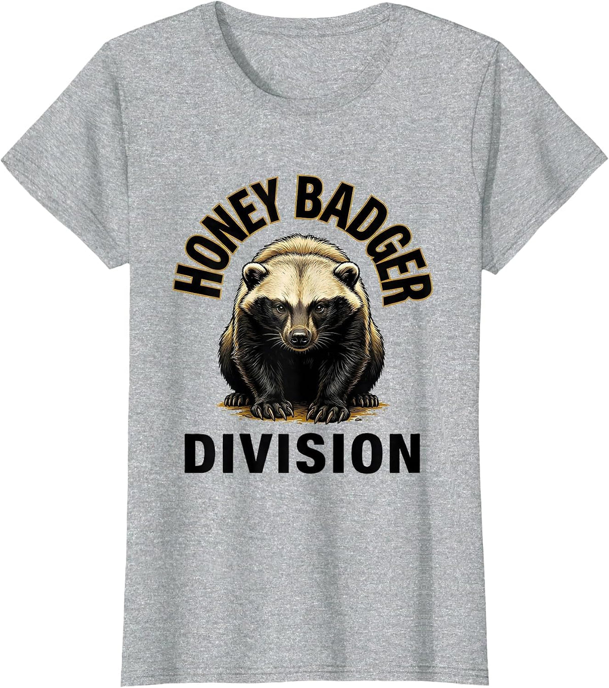 Honey Badger Division Funny Animal Lover Wildlife Humor T-Shirt - Heather Grey