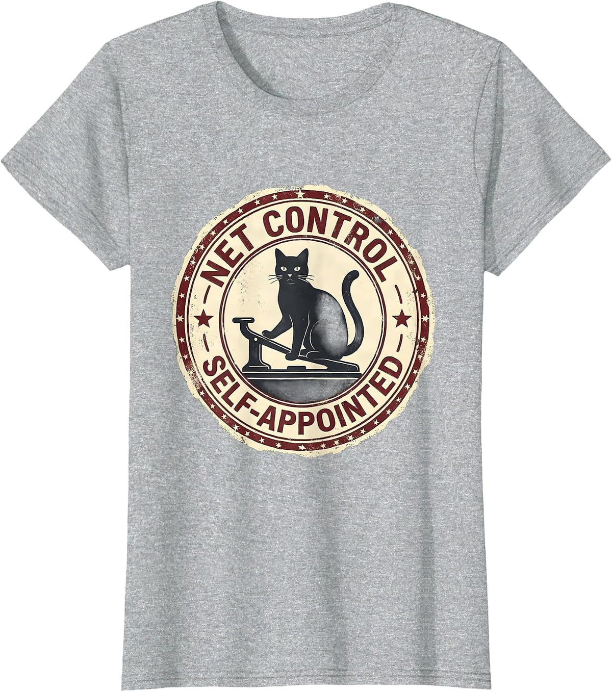 Net Control Self-Appointed Vintage Cat Lover Ham Radio T-Shirt - Heather Grey