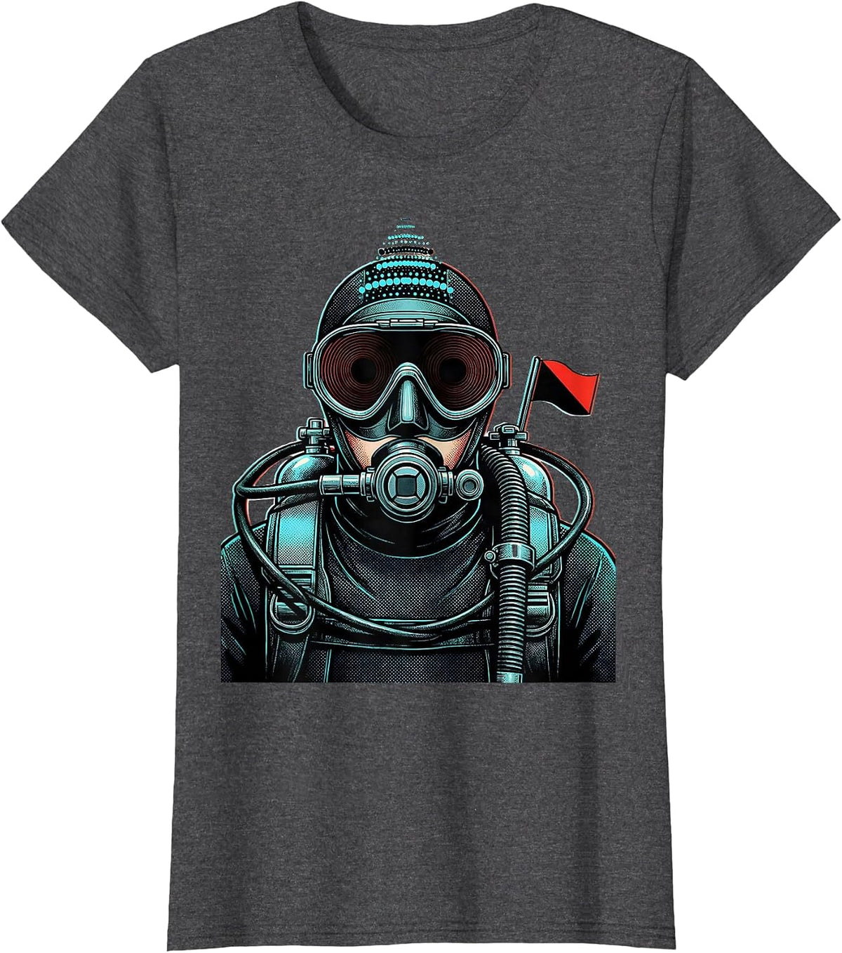 Women's Scuba Diver Torso Vintage Ocean Humor Gift T-Shirt - Dark Heather Grey