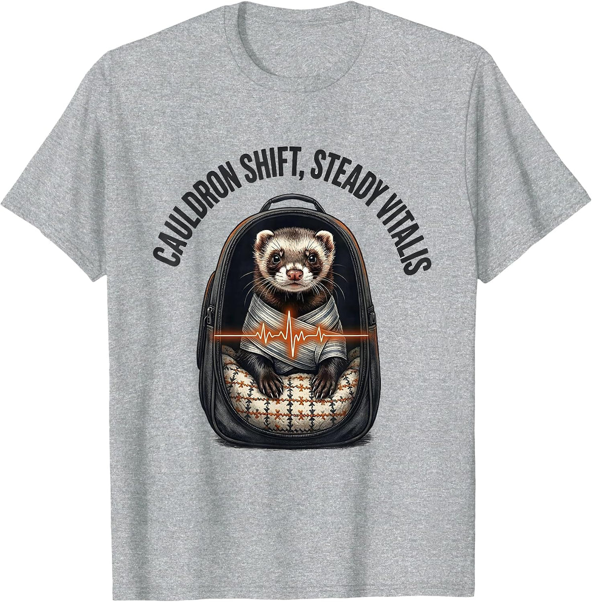 Men's Cauldron Shift Steady Vitals Funny Vet Tech Veterinary T-Shirt - Heather Grey