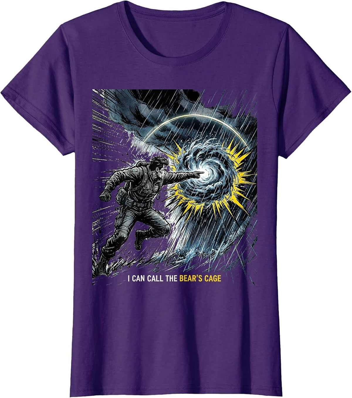 Women's I Can Call The Bear's Cage Comic Book Storm Chaser T-Shirt - Purple