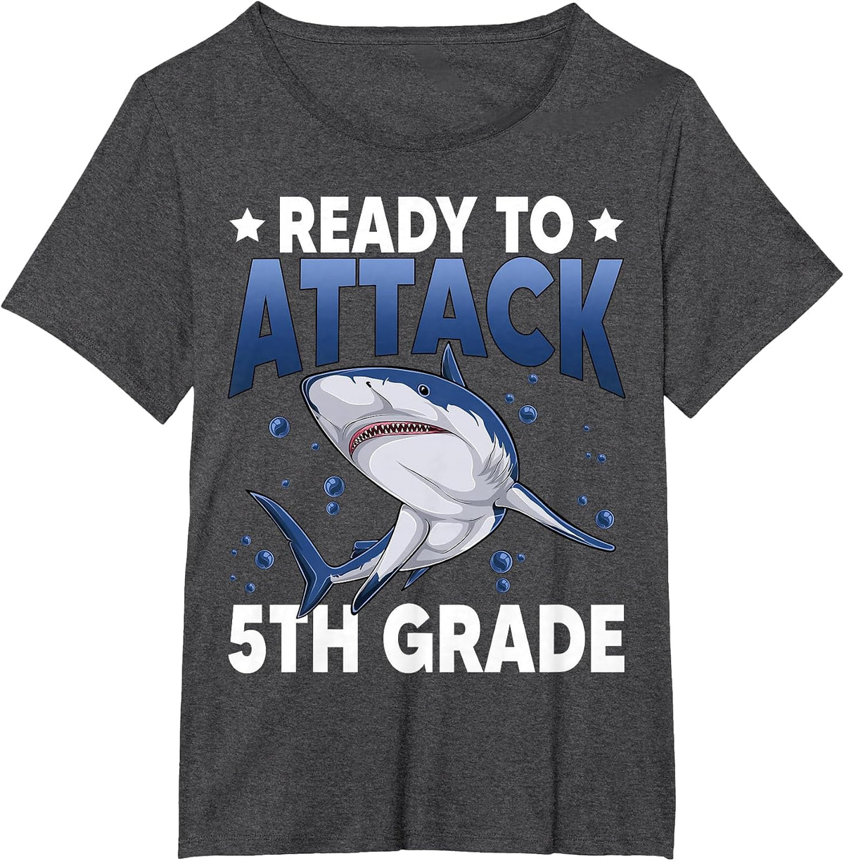 Ready to Attack 5th Grade Shark Fifth Grade Teacher Student T-Shirt - Dark Heather Grey
